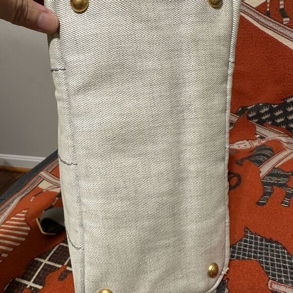 PRADA ❤️🌟WHITE DENIM CANAPA BAG WITH LONG STRAP⭐️ - Picture 6 of 15